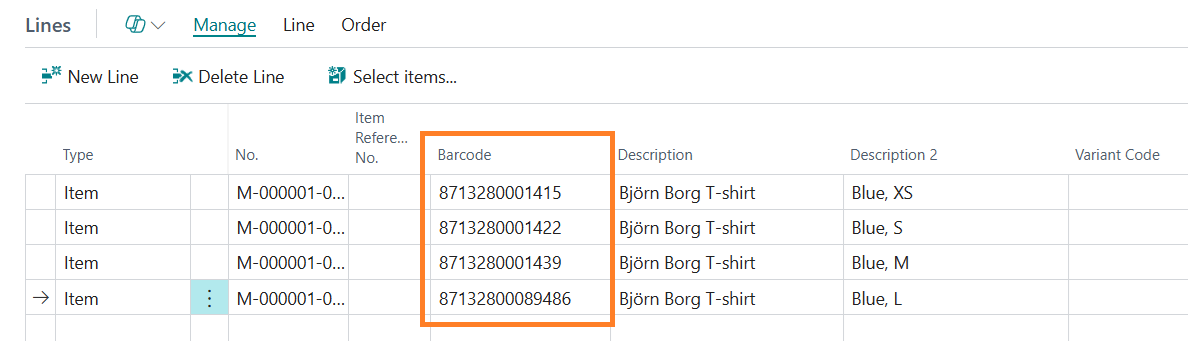 CBM09 Sales order line