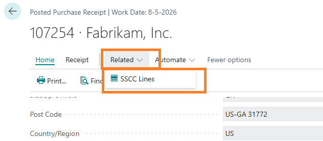 SSC17 Posted Purchase Receipts