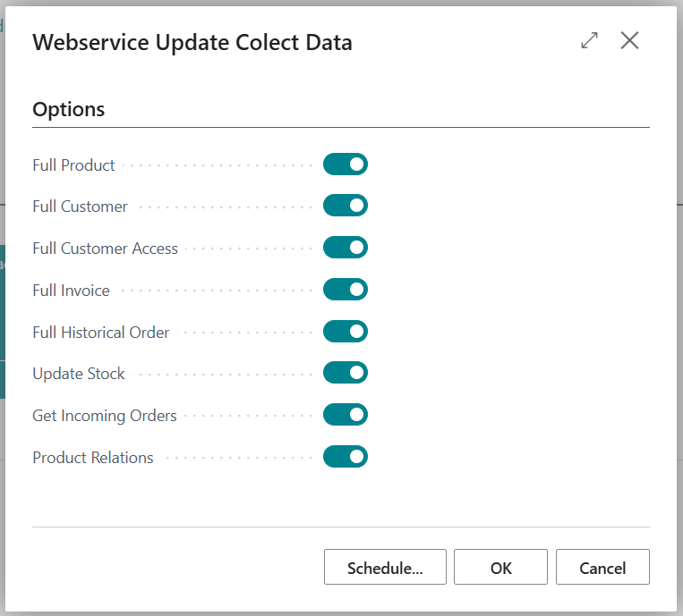COL021 Update Colect Data Options